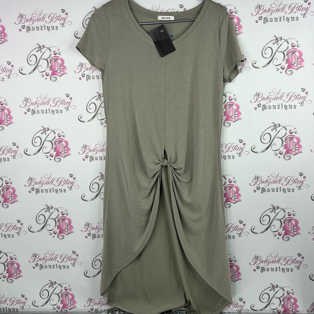 Mod Ref dress long twist front stretchy new tags Sage Green Women's Tunic Top